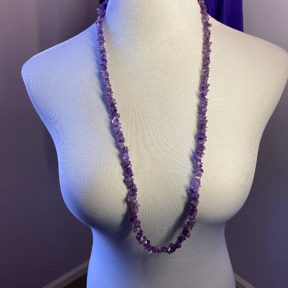 Amethyst Chip Single Strand Necklace - Picture 2 of 5